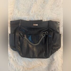 Miche Handbag Felicity black shell silver tone chain accent